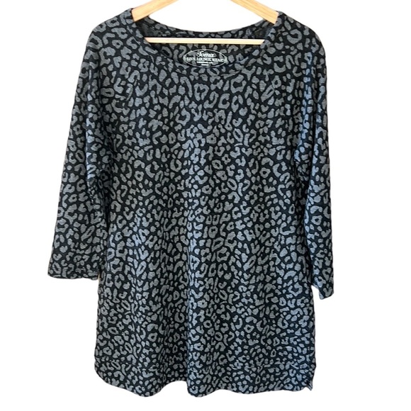 Soma Live.Lounge.Wear A Line Tunic Top Super Soft Black Gray Animal Print Medium - Picture 1 of 8